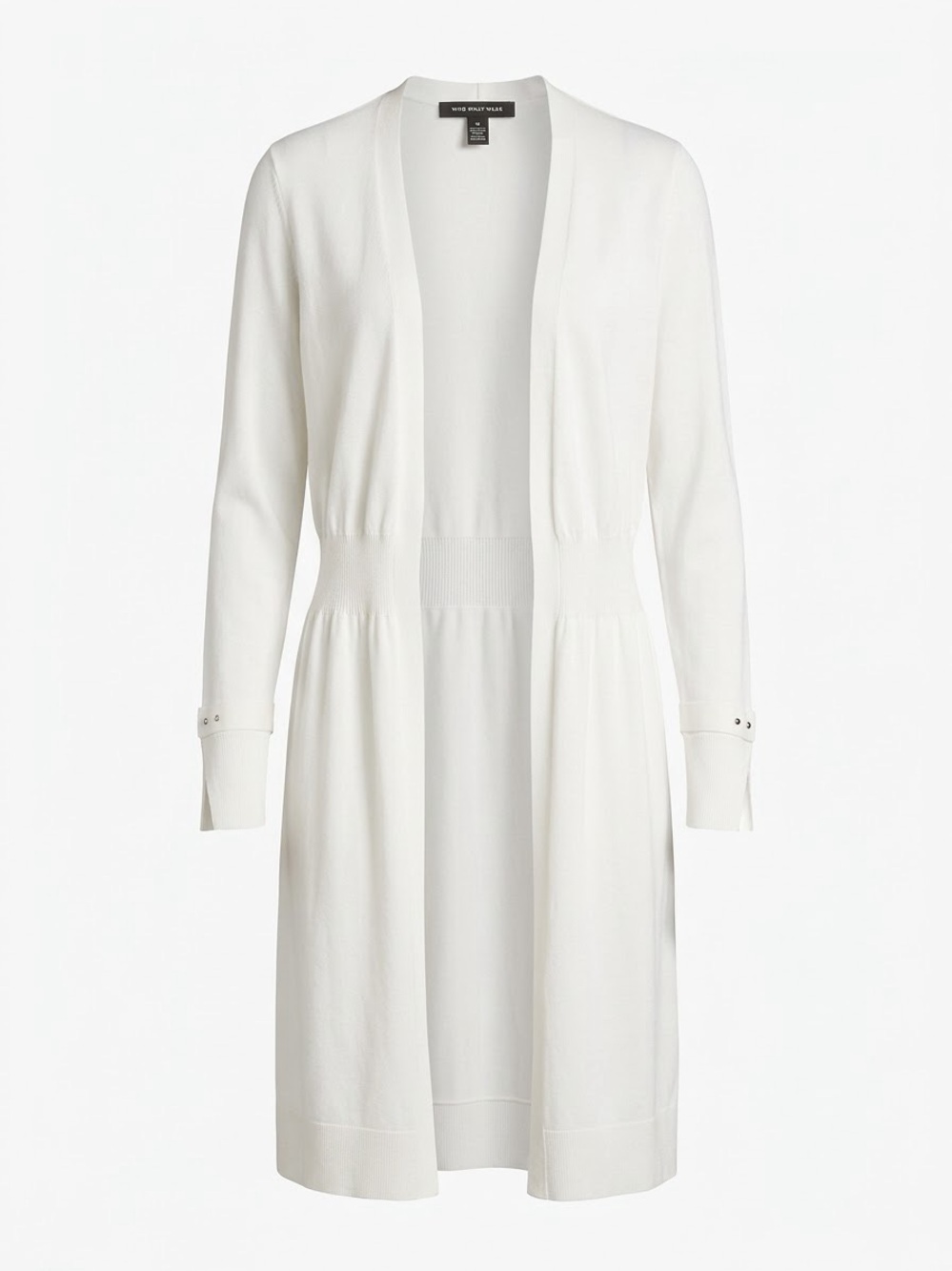 White House Black Market Long Open-Front White Knit cardigan